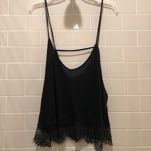 LF black tank with lace trim detail